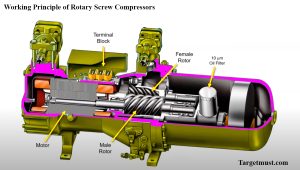 Read more about the article Decoding the Working Principle of Rotary Screw Compressors Efficient